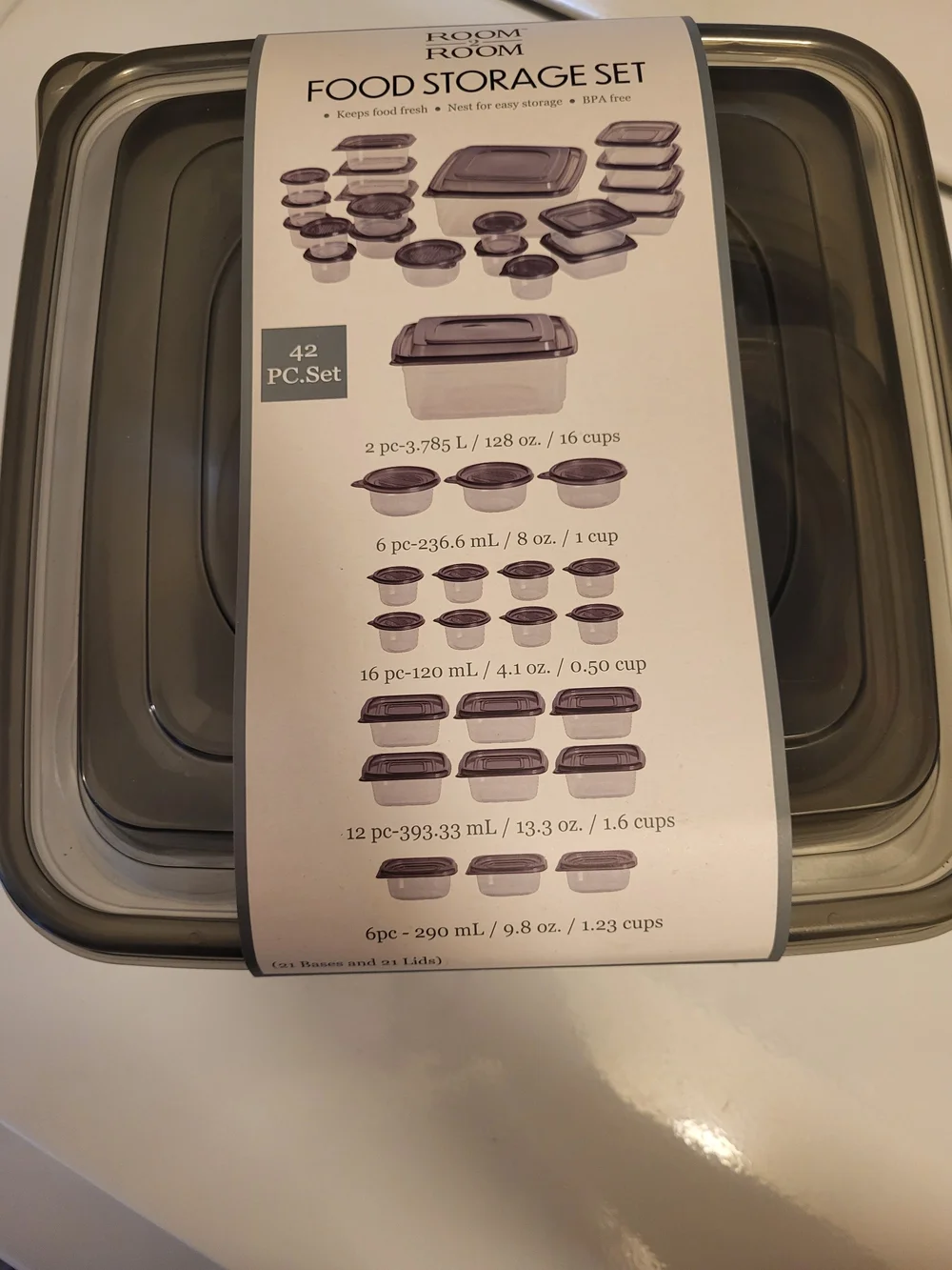 Food Storage Set - Gray 42-Piece